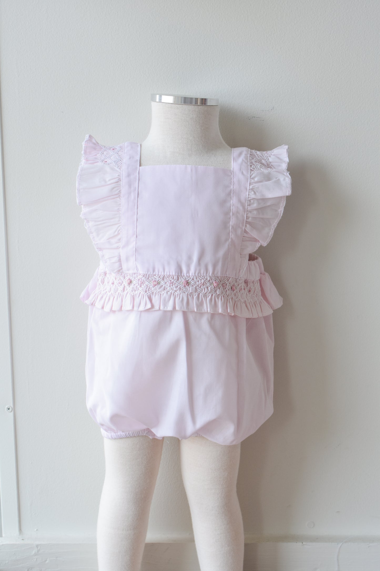 Pink Heirloom Smocked Ruffle Bubble