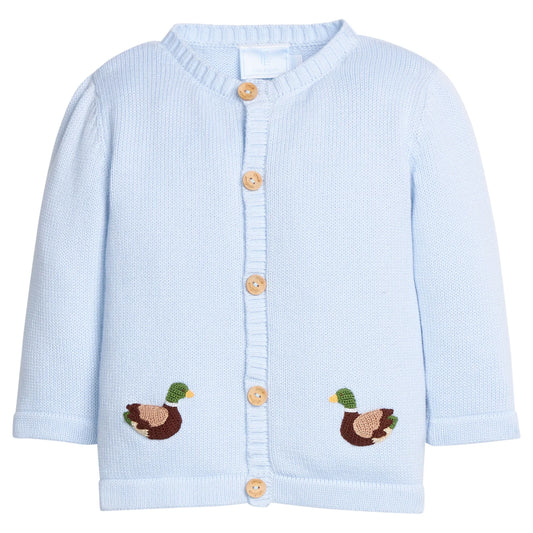 Crochet Cardigan-Light Blue Mallards