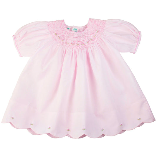 Scalloped Blooms Pink Bishop Dress w/ Bloomers