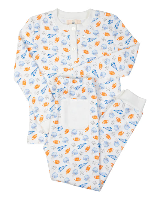 Football Printed Pajamas-Blue