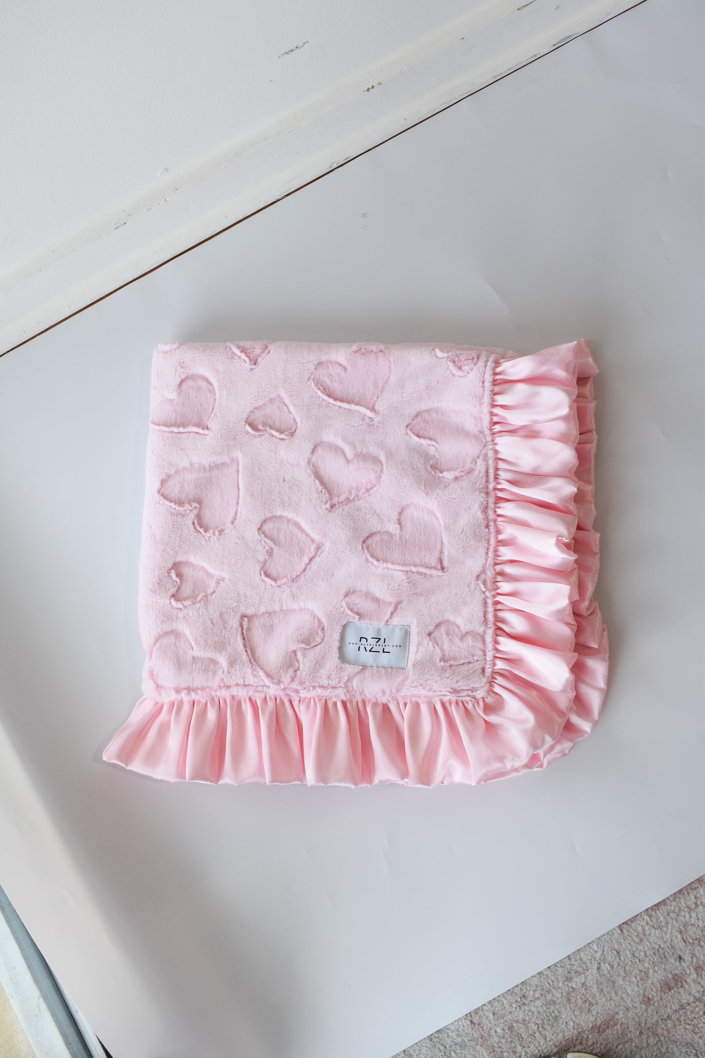 Double Plush Blanket-Pink Hearts