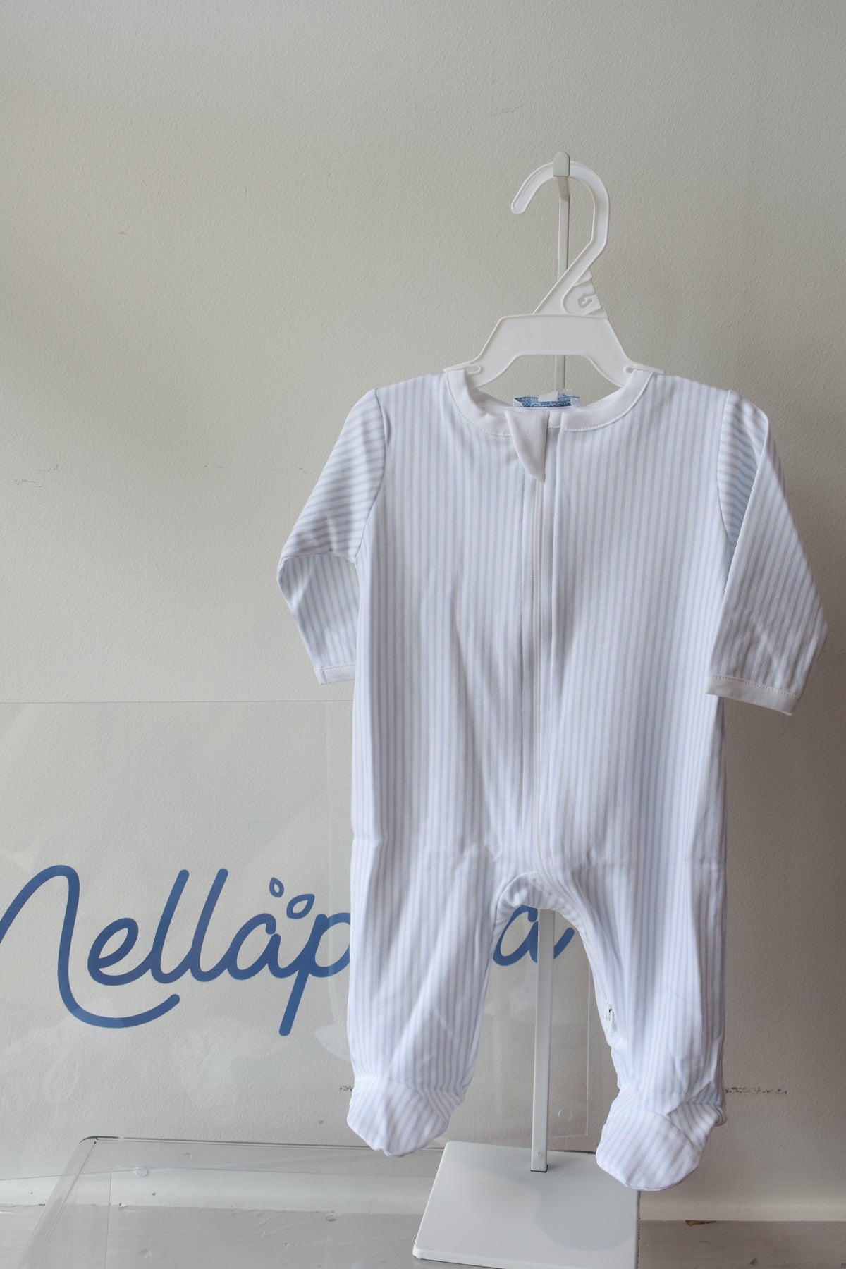 Blue Classic Nella Stripe Zipper Footie