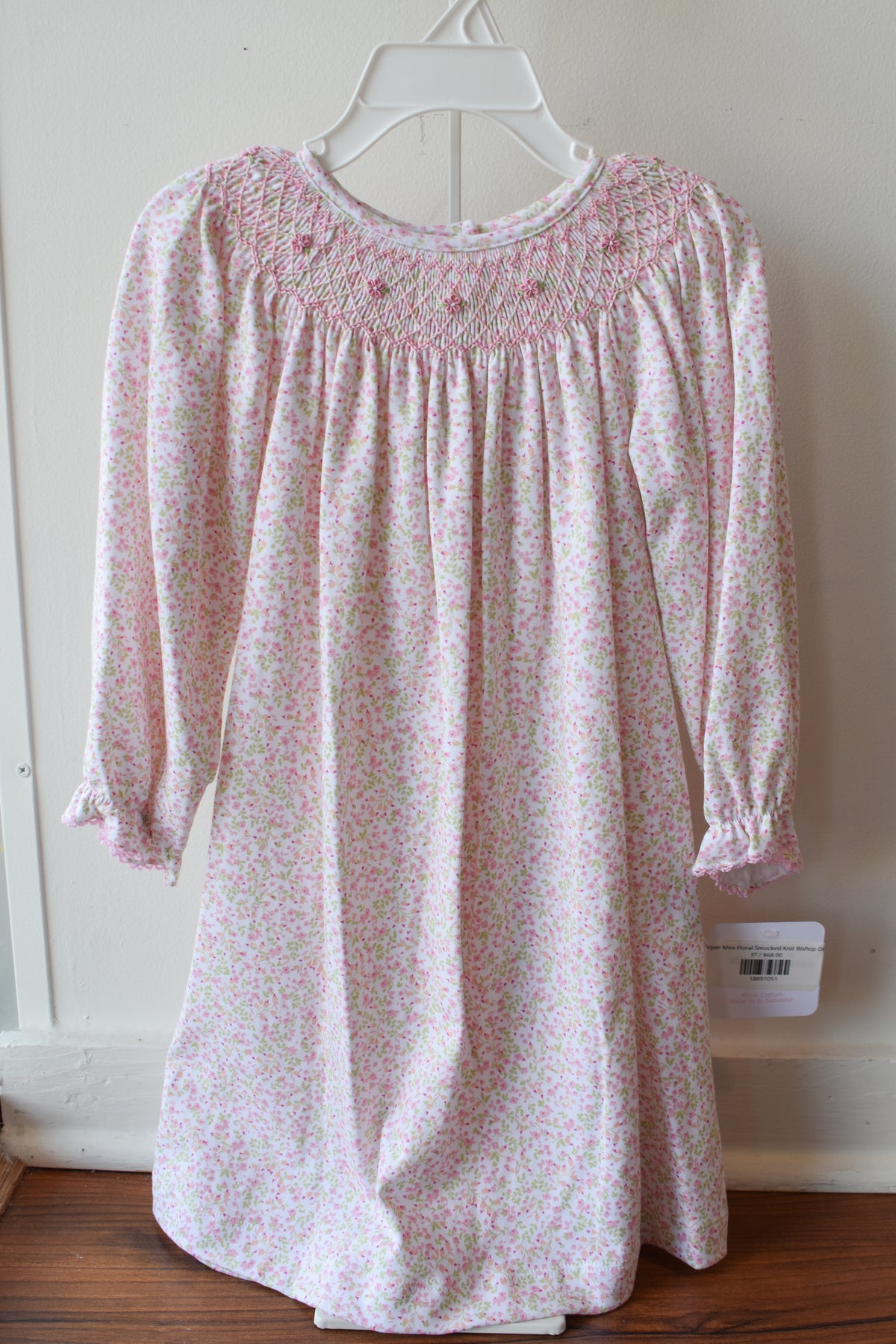 Harper Mini Floral Smocked Knit Bishop Dress