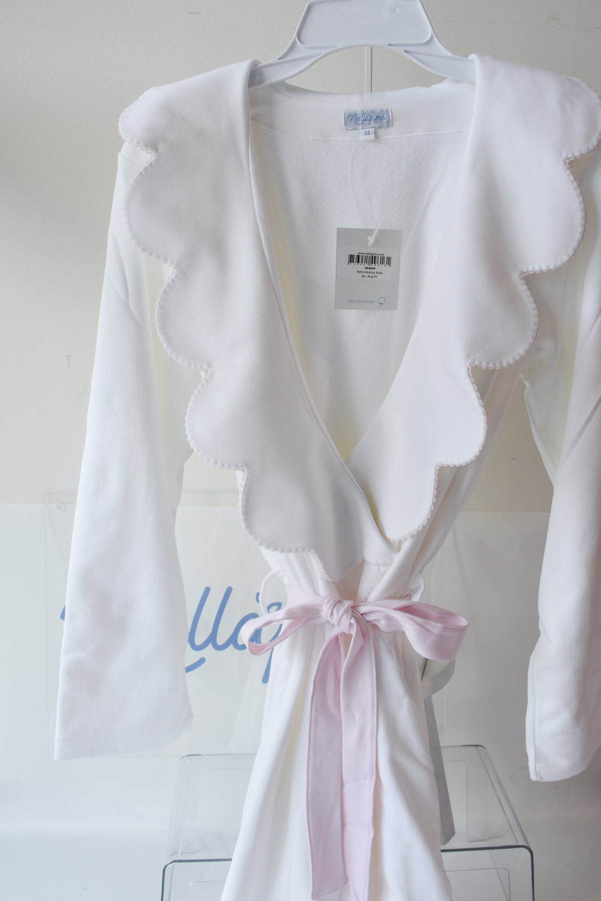 Nella Women's Robe-Pink Picot Trim