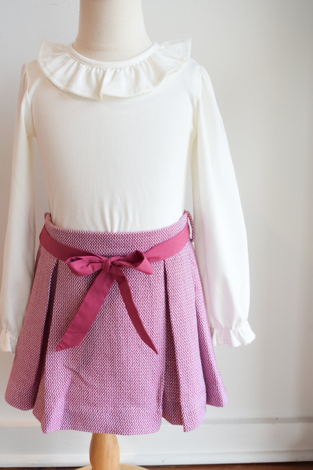 Parson Pleated Skirt-Begley Berry Tweed