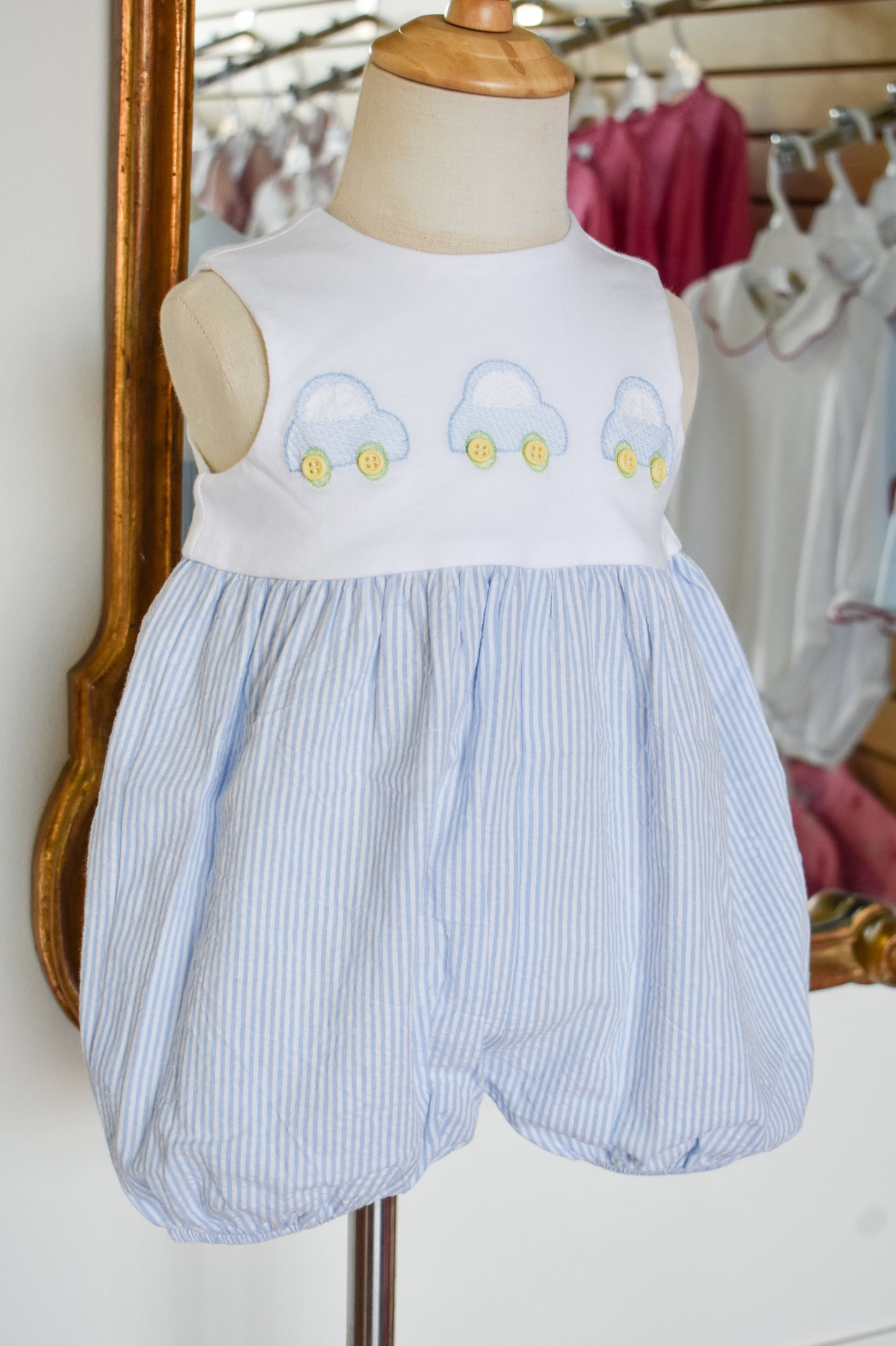 Little Lanes-Blue Seersucker Knit Bubble