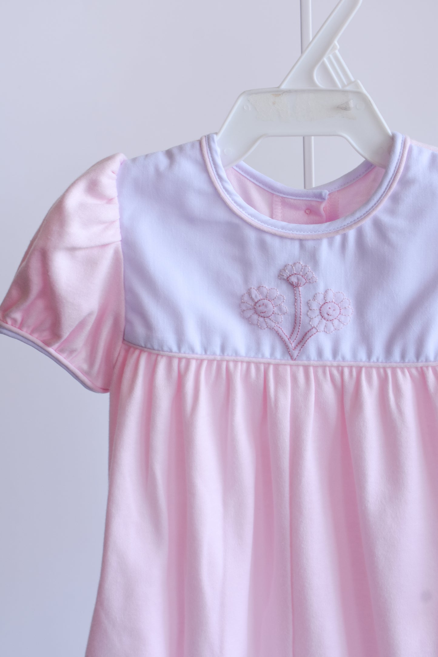 Daisy Detailed Pink Knit Bubble Romper