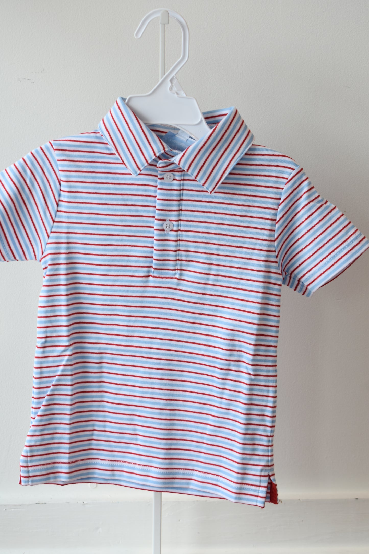 Basic Short Sleeve Polo-Primary Stripes