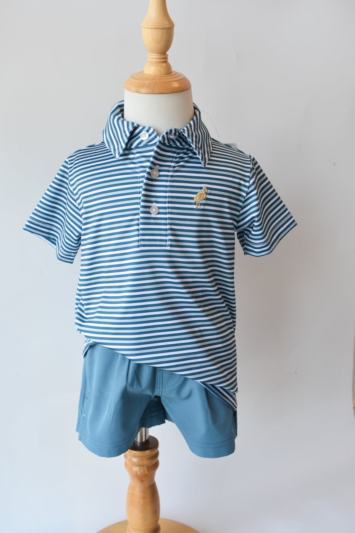 Prepletic Prim and Proper Polo-Barnsley Blue/Khaki Sumner Stripe