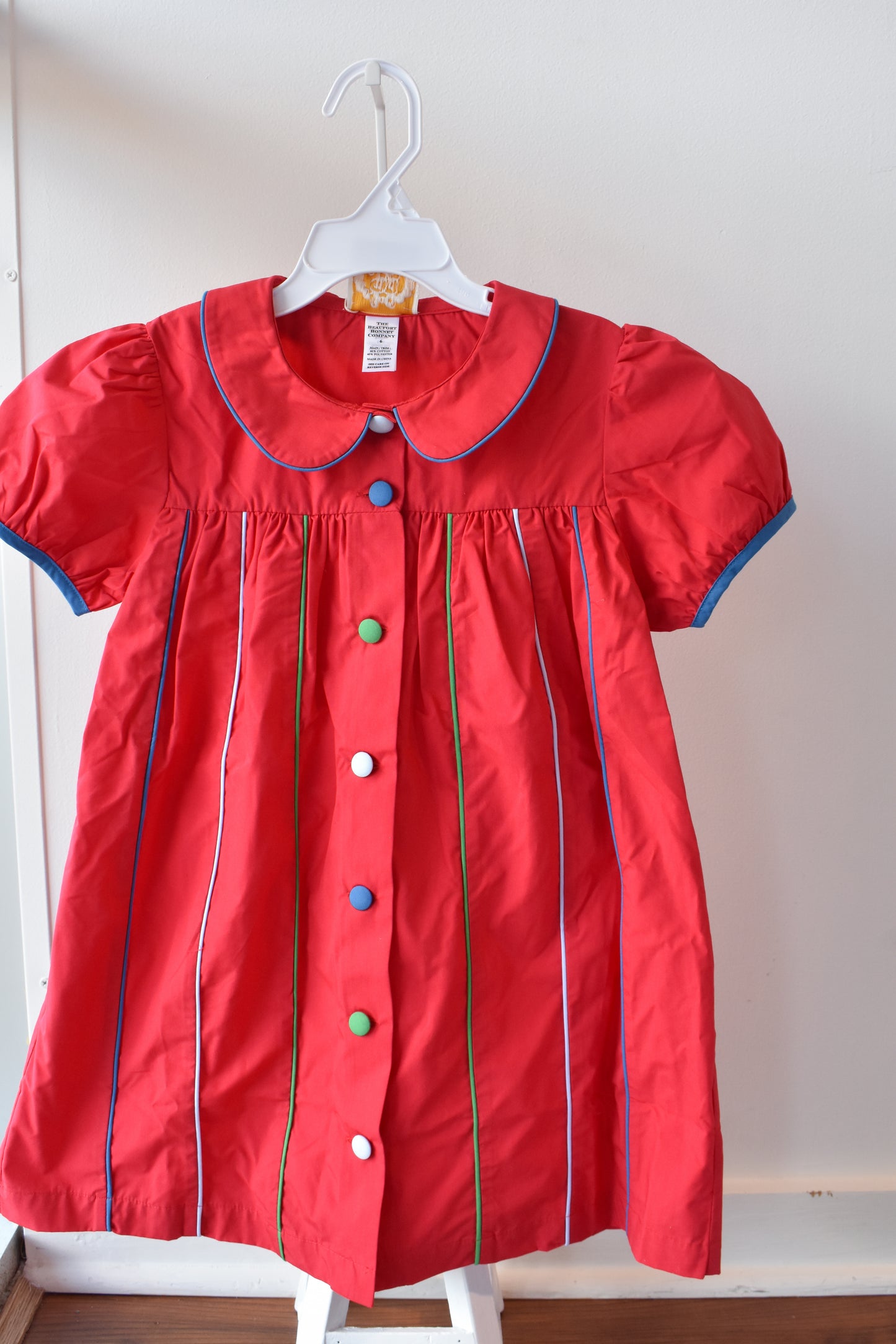 Tabitha's Teacher's Pet Dress-Richmond Red/Wood Boat Blue