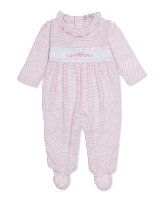 Classic Ribbon Floral Mini Stripe Ruffled Footie