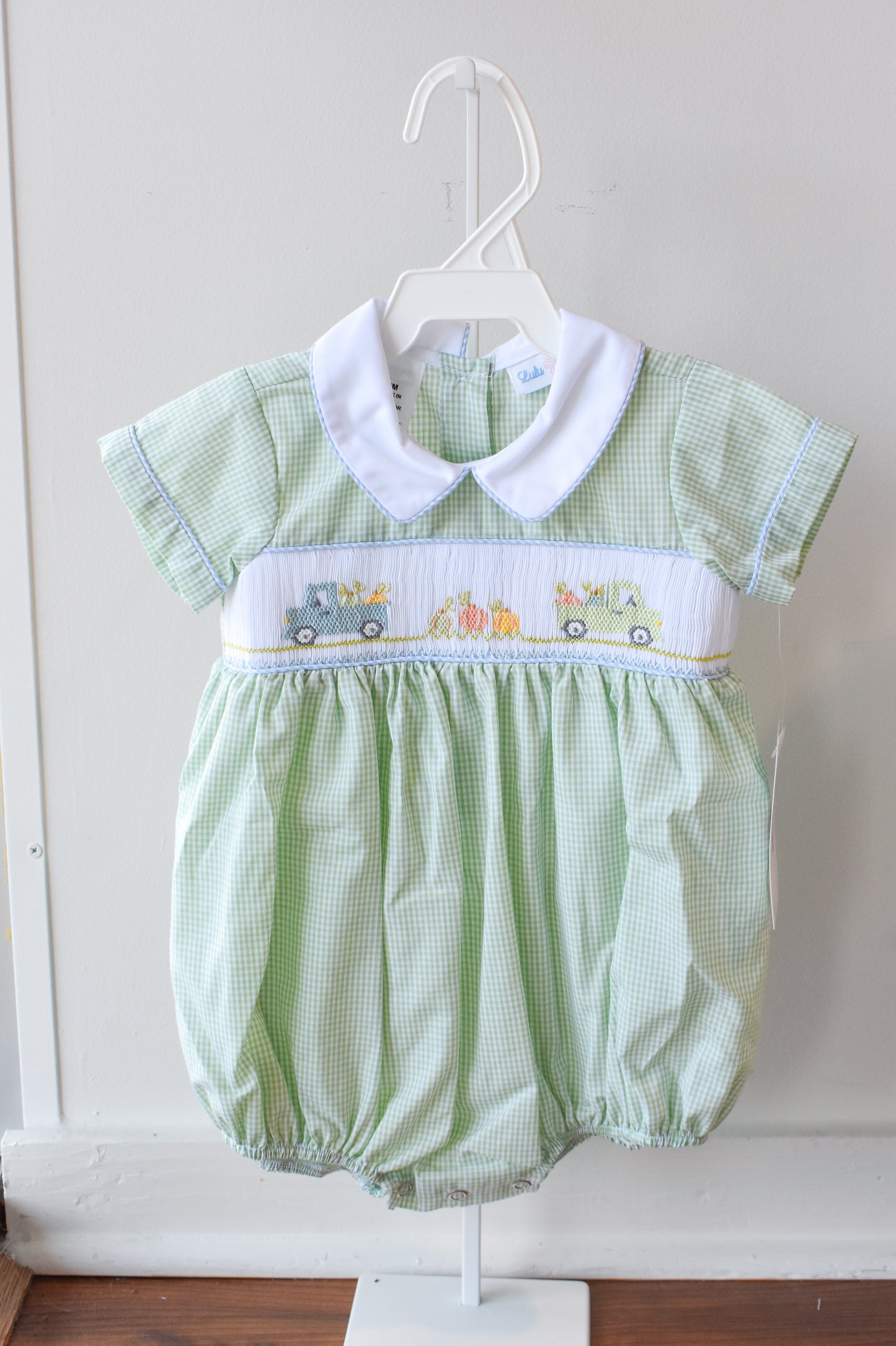 Noah’s Pumpkin Pickup Smocked Bubble