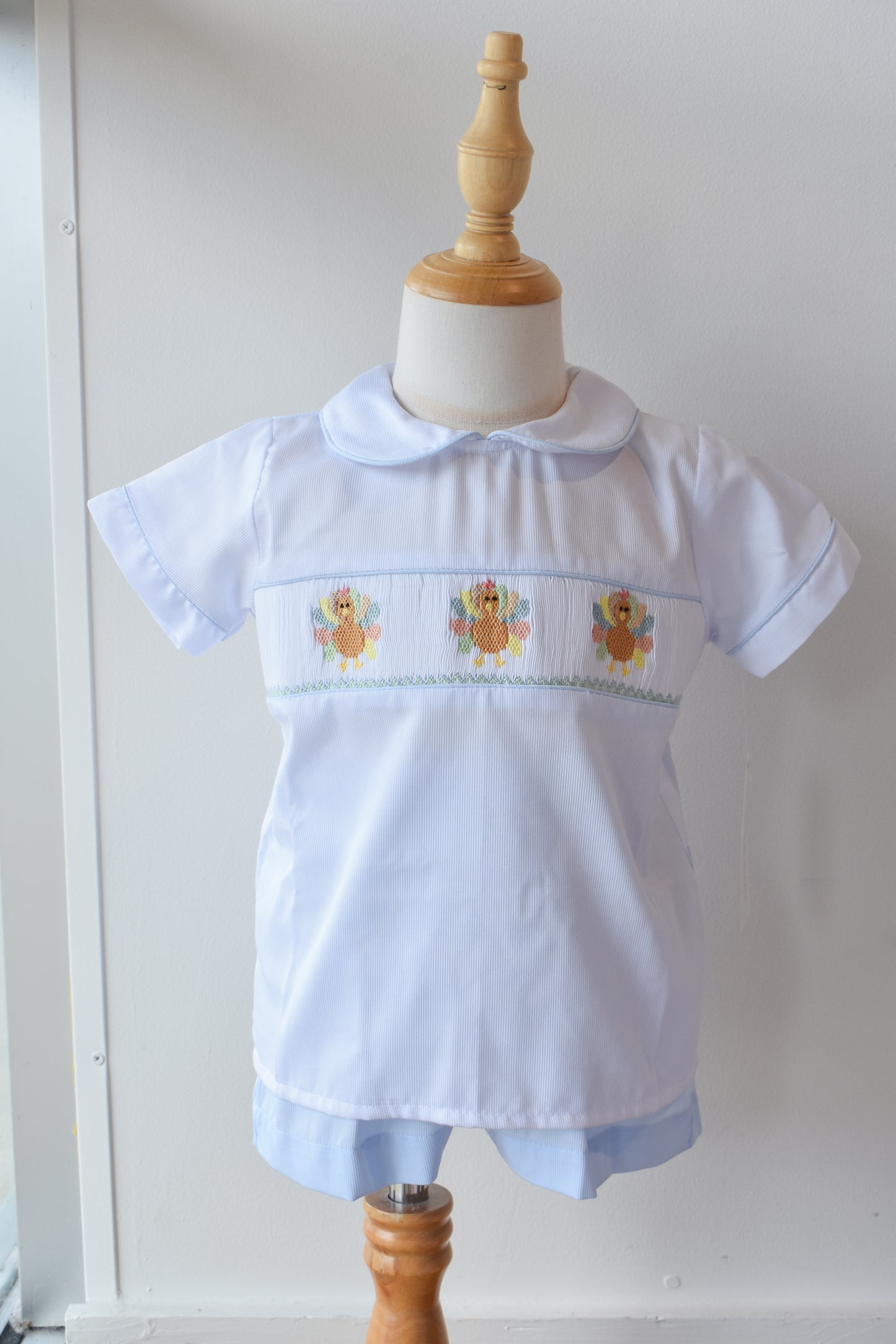 Drew’s Colorful Turkeys Collared Shirt/Short Set