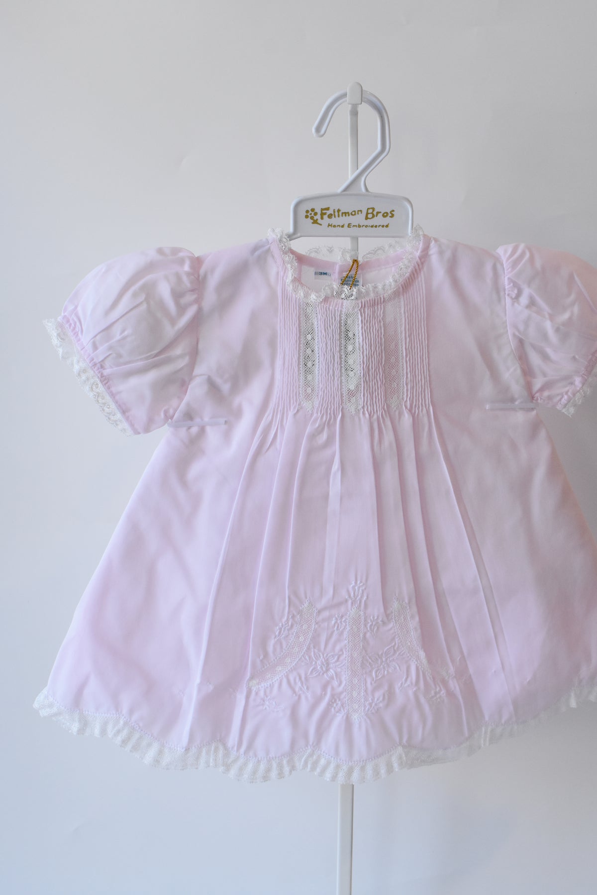 Detailed Lace Pink Slip Heirloom Dress