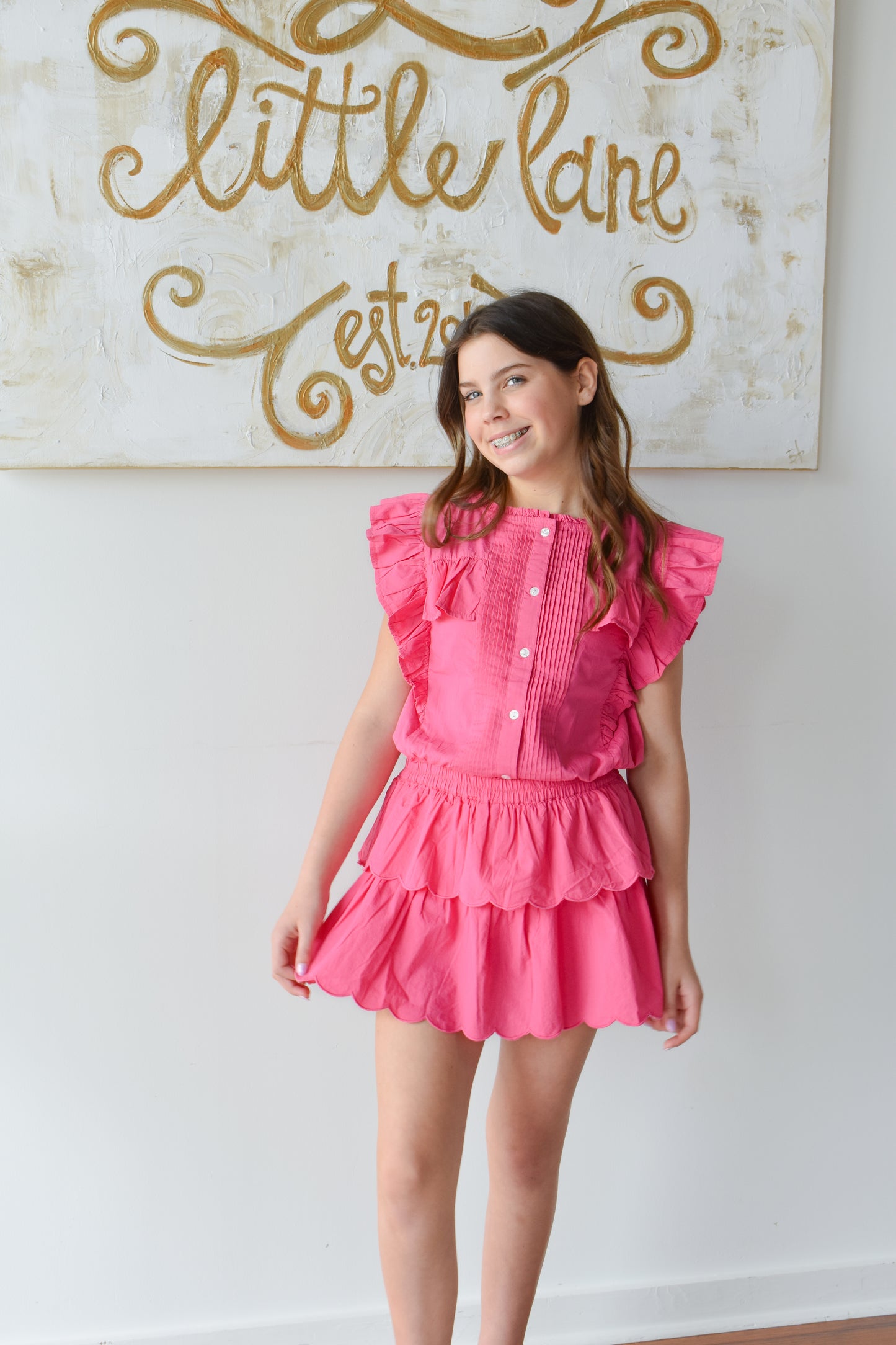 Tiered Skort-Hot Pink