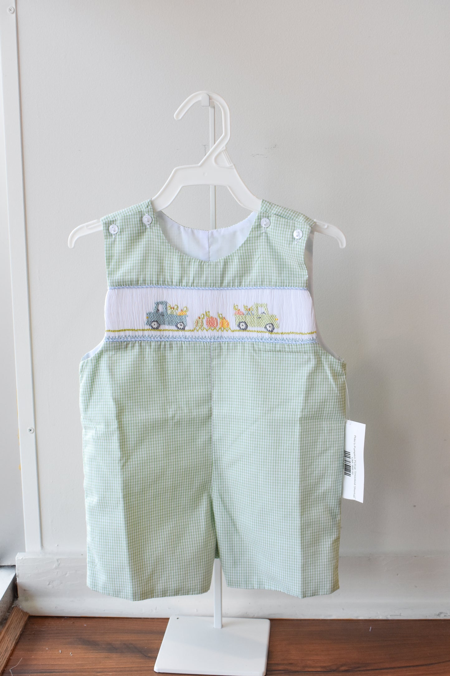 Pete’s Pumpkin Pickup Smocked Shortall
