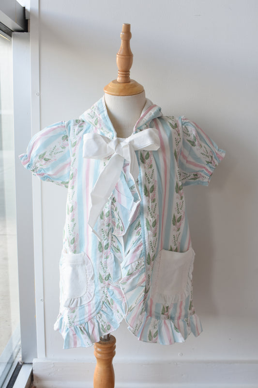 Florals and Stripes Hooded Bow Coverup