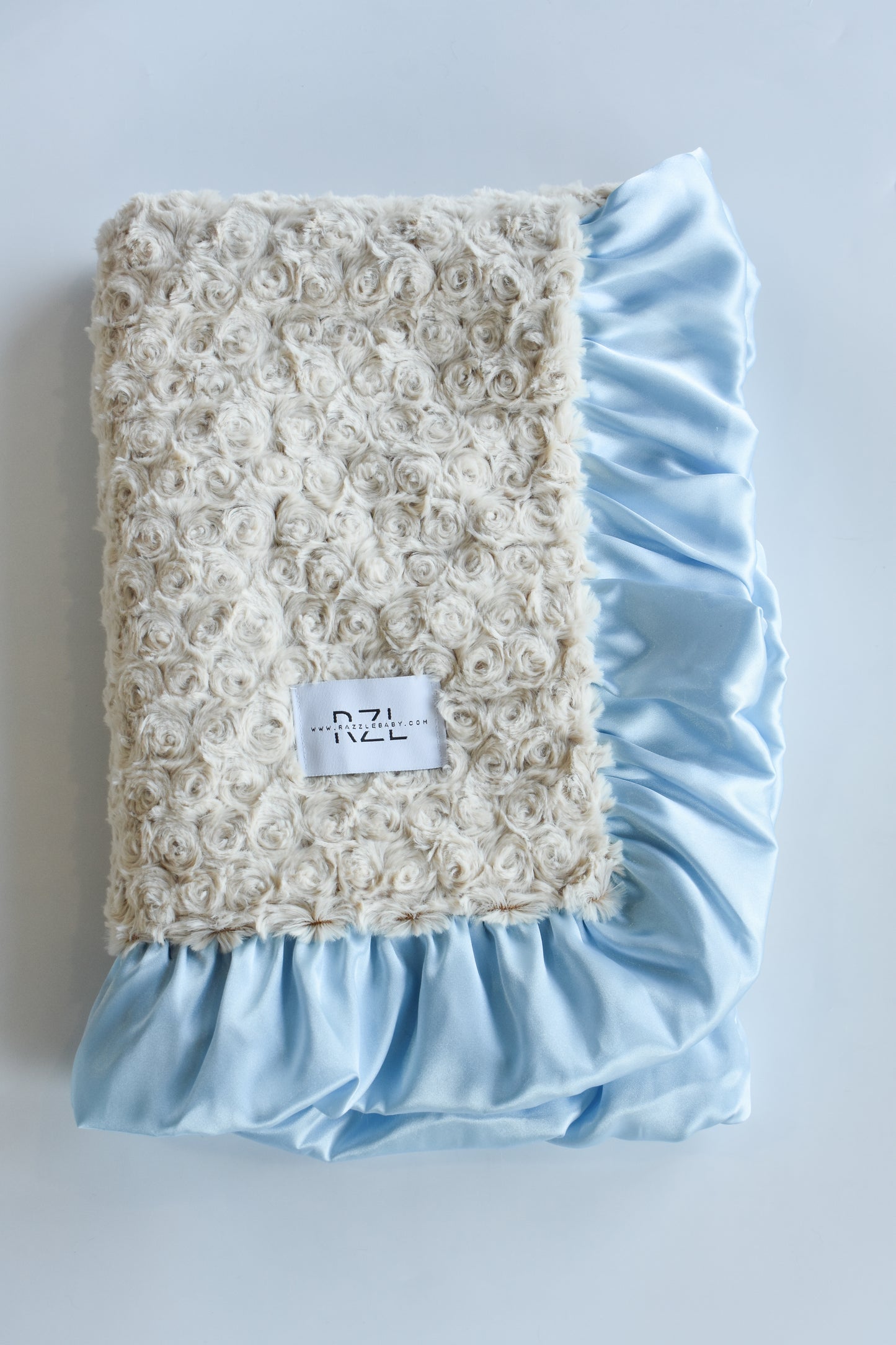 Double Plush Blanket-Blue/Camel Poodle