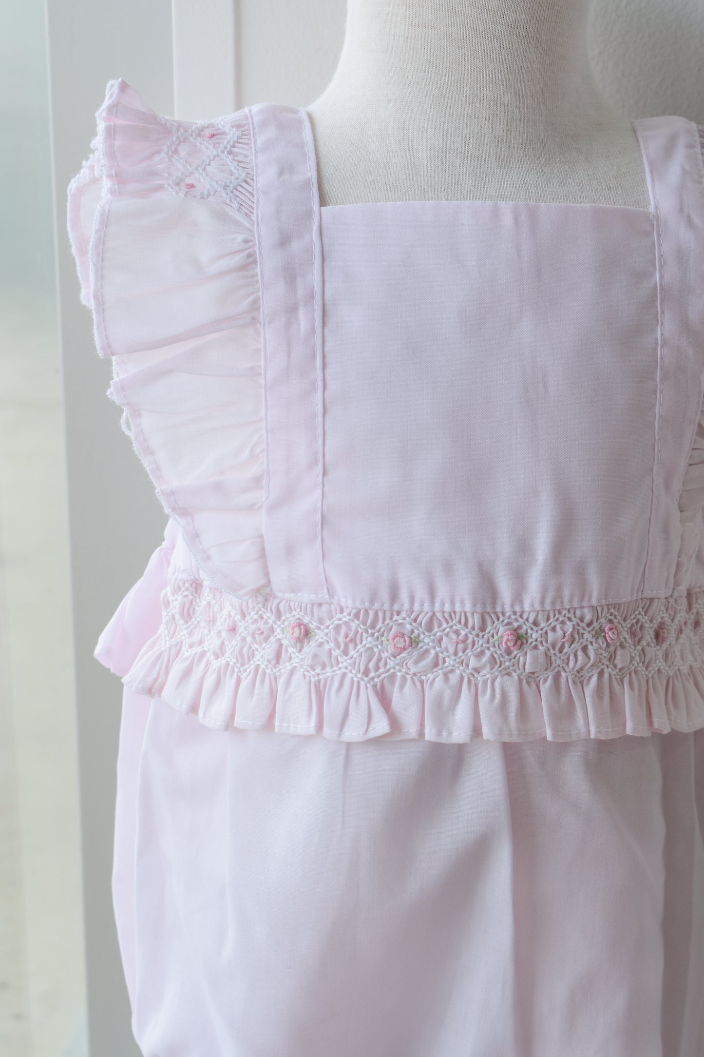 Pink Heirloom Smocked Ruffle Bubble
