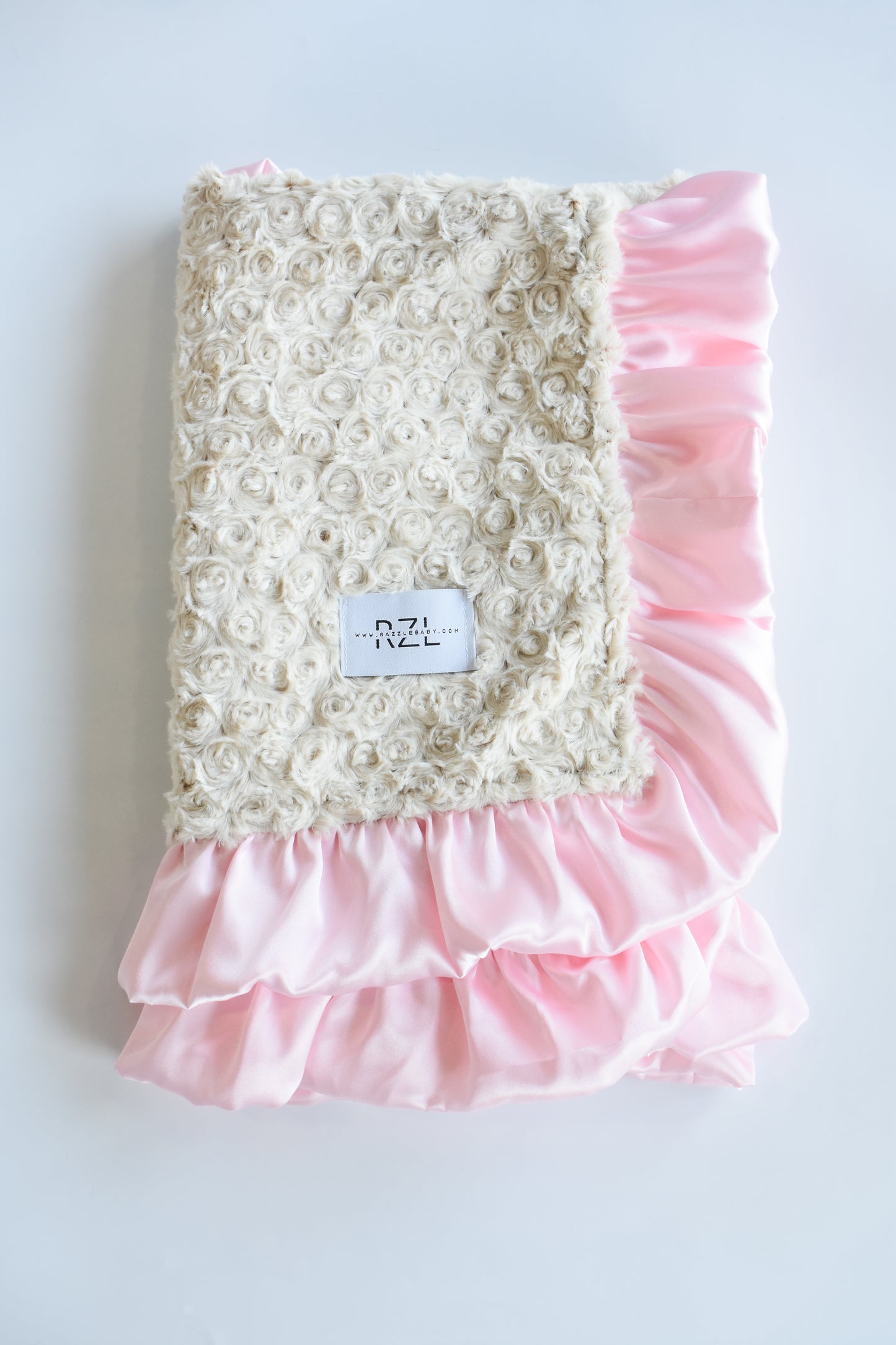 Double Plush Blanket-Pink/Camel Poodle