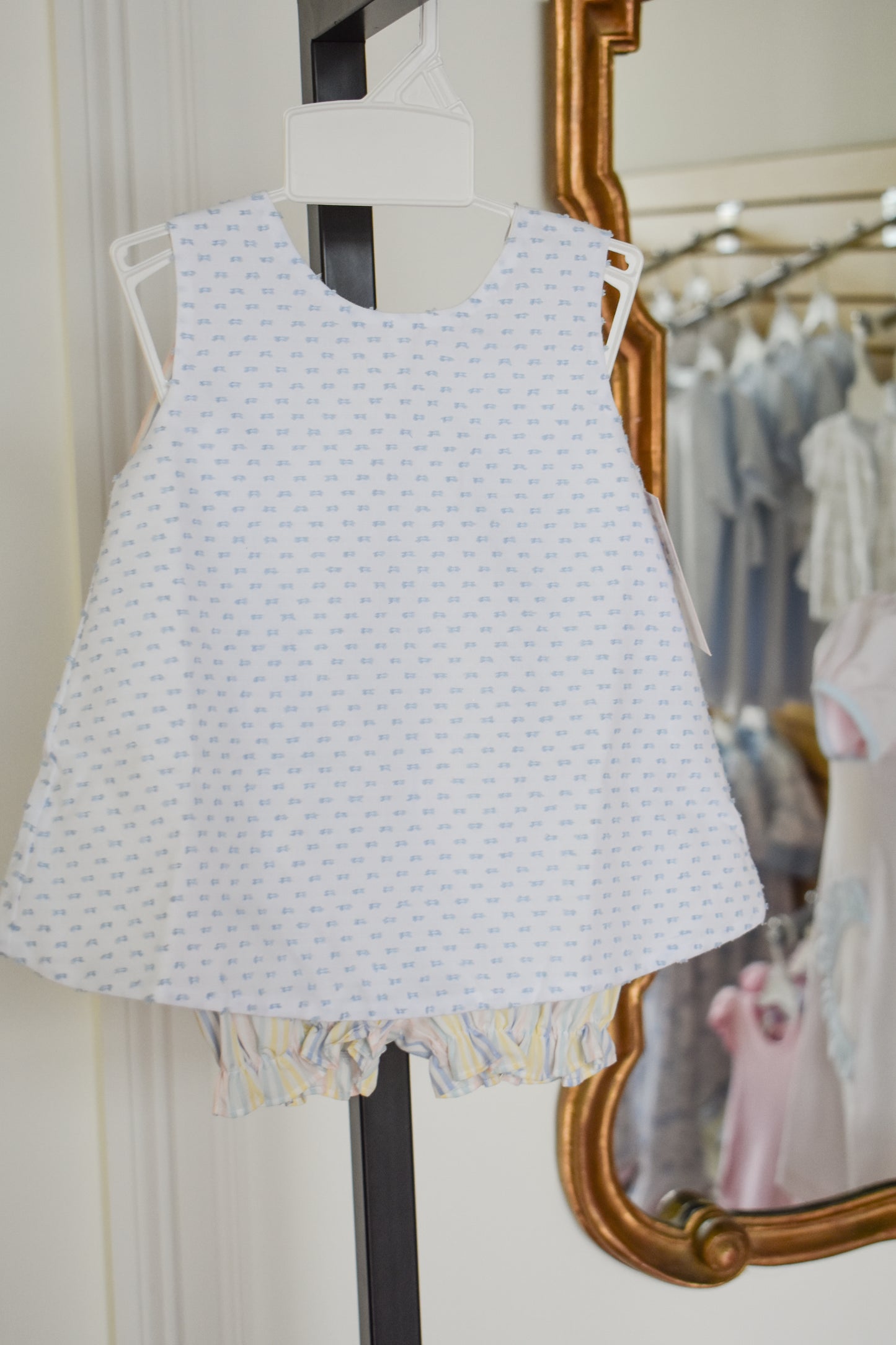 Blue Swiss Dot Lottie Bloomer Set