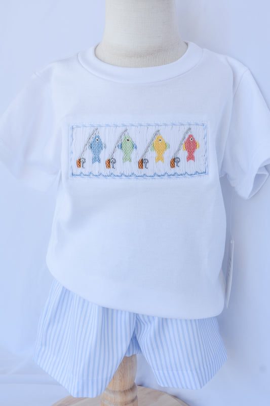 "Reel" Sweet Tom Smocked Short Set