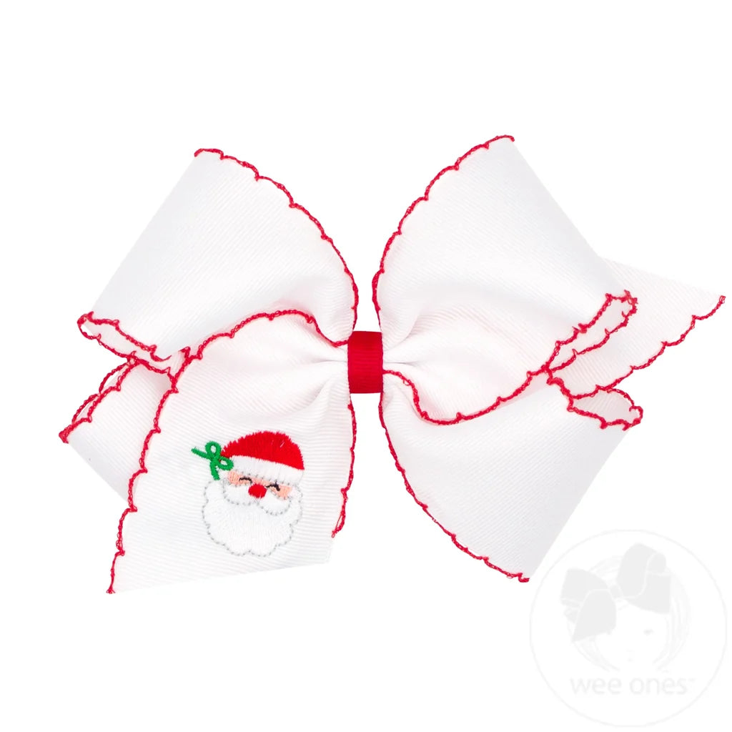 Wee Holiday-King Embroidered Moonstitch Bow