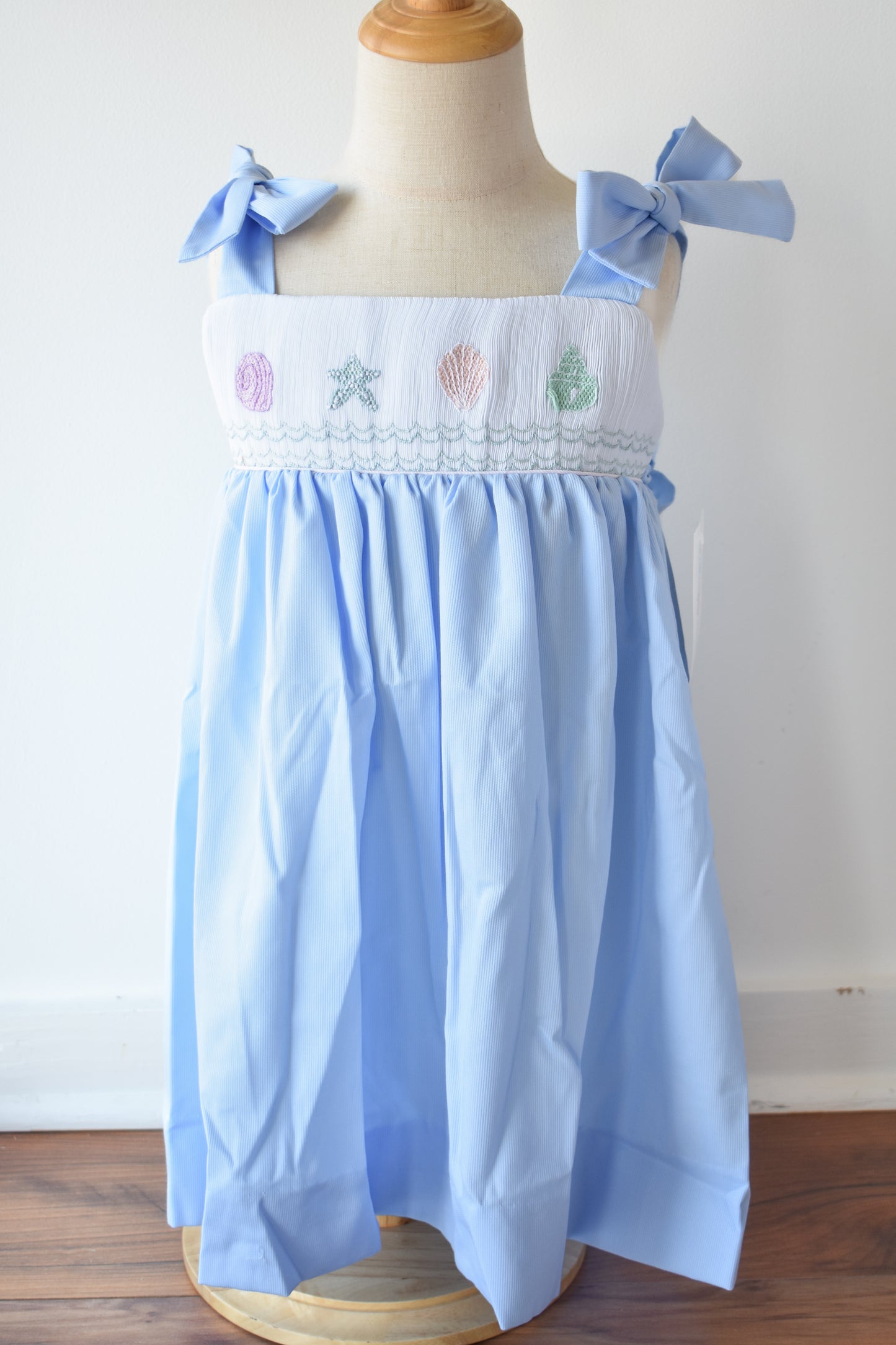 Julia Seashell Smocked Bow Strap Dress