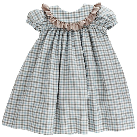 Pebbled Sky Plaid-Float Dress