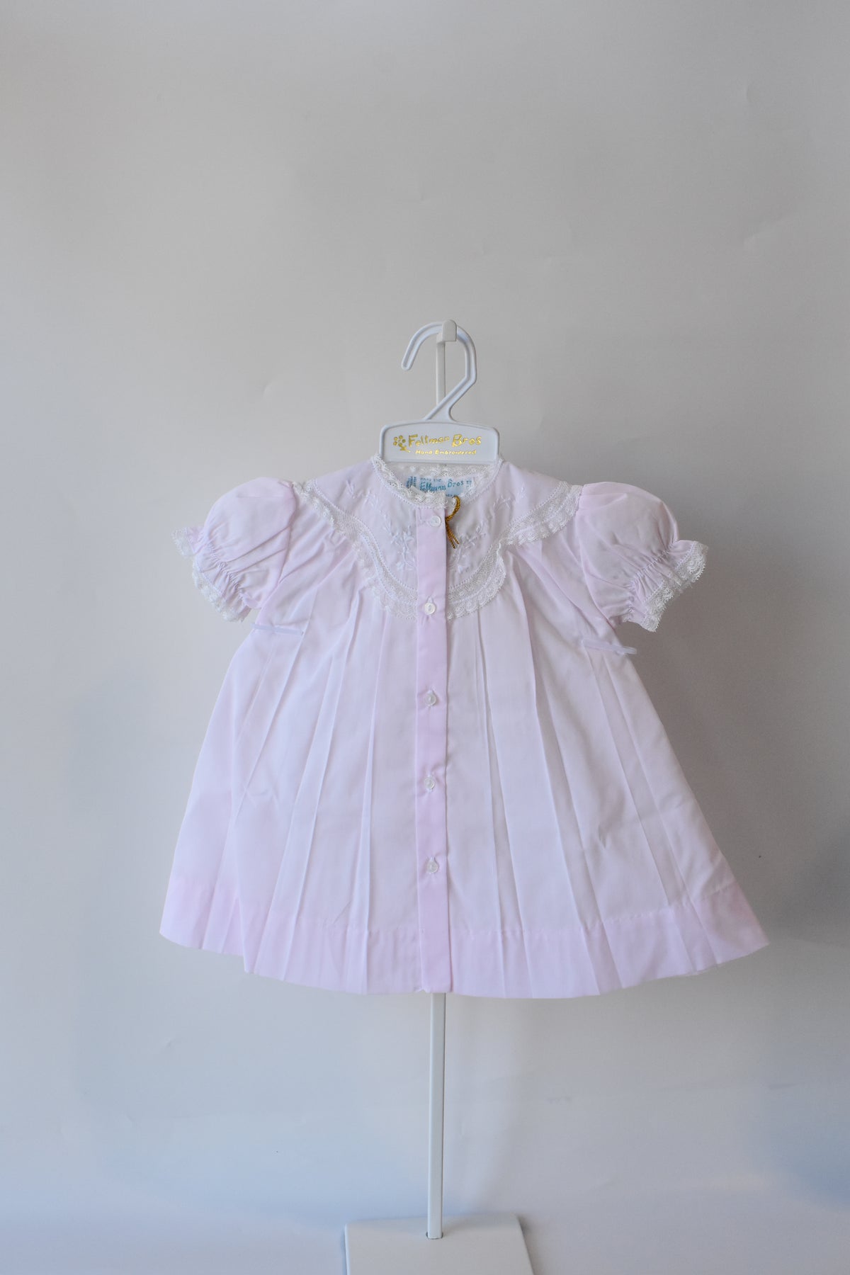 Embroidered Lacy Yoke Pink Heirloom Daygown