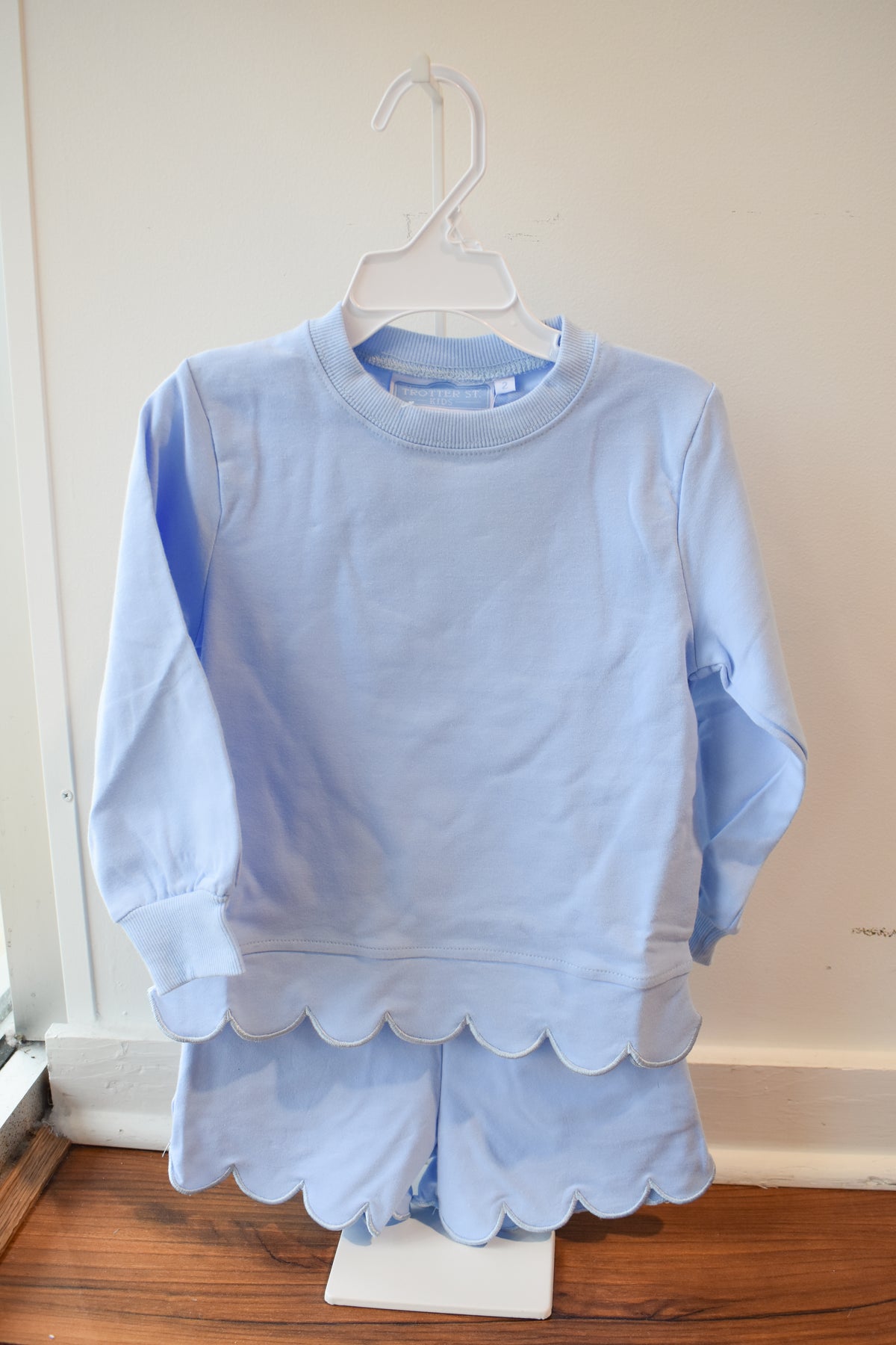 Sophia Scalloped Short Set-Light Blue