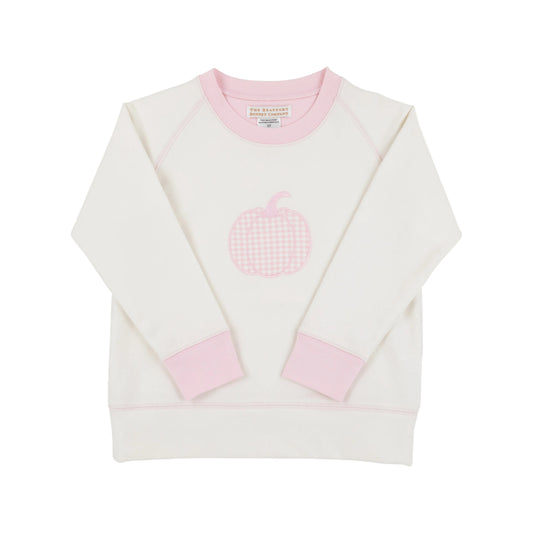 Cassidy Comfy Crewneck-Pink Gingham Pumpkin/Palmetto Pearl