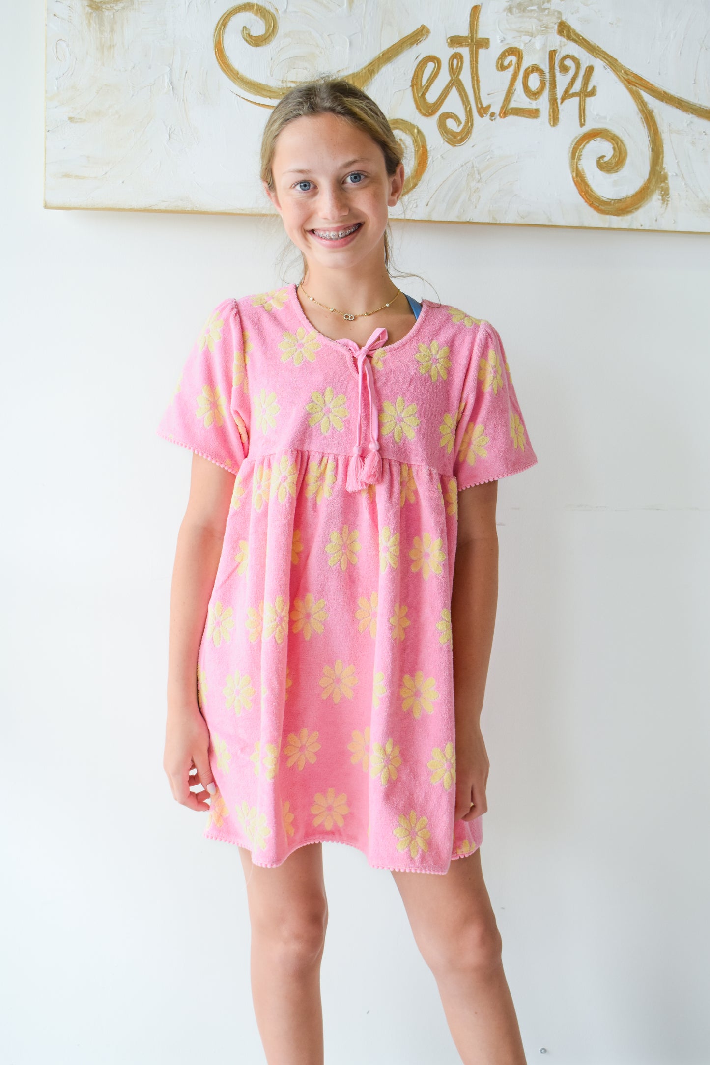 Riviera Dress-Pink Floral Terry