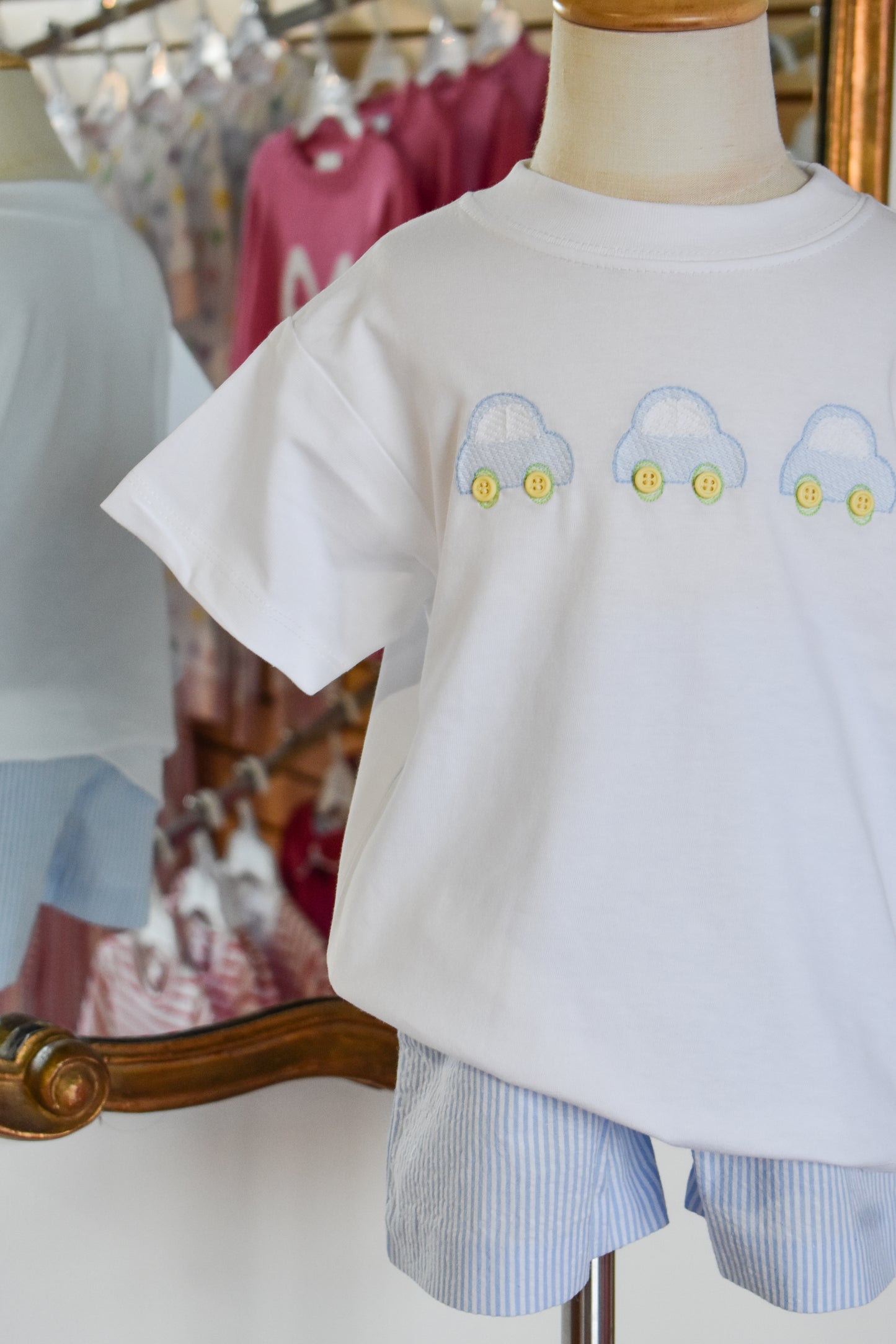 Little Lanes-Blue Seersucker Short Set