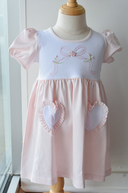 Letter Bow Heart Pocket Dress