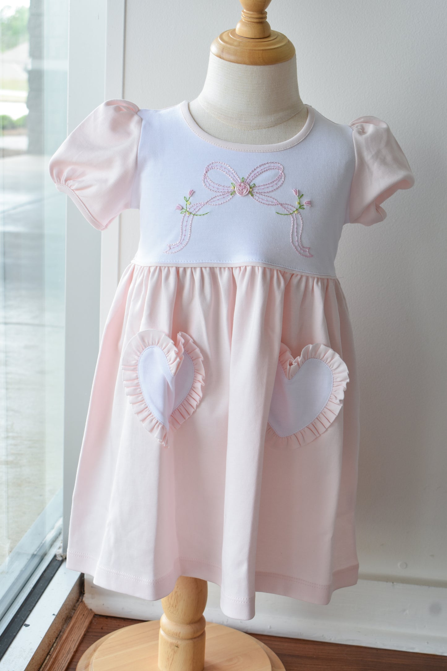 Letter Bow Heart Pocket Dress