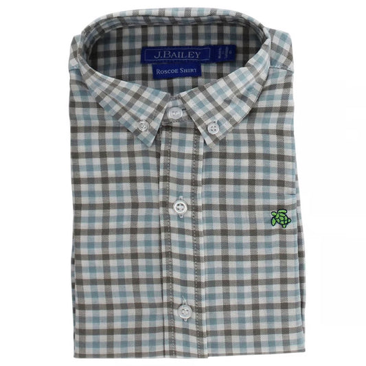 Pebbled Sky Plaid-Performance Button Down
