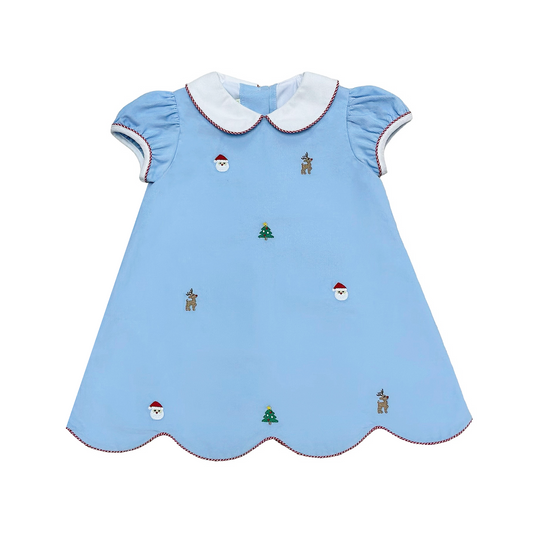 Christmas Kendall Dress-Light Blue Cord