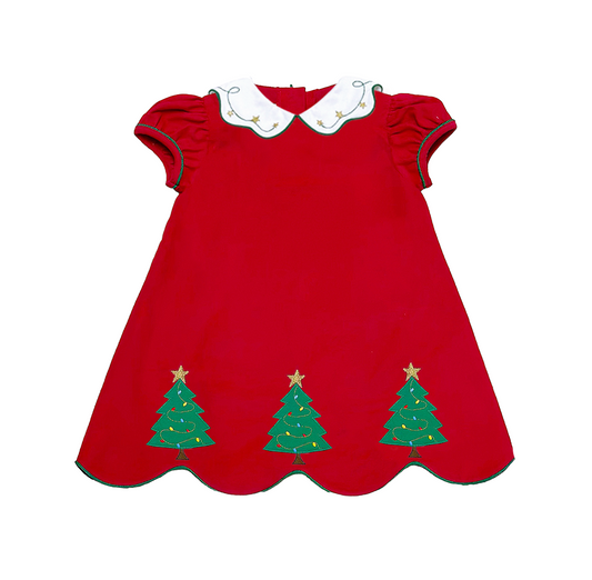 Christmas Tree Bryar Dress-Red Cord