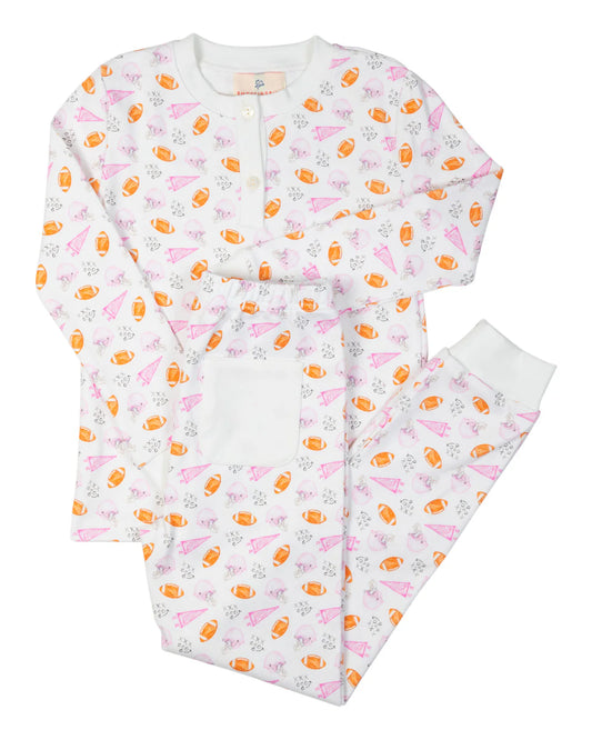 Football Printed Pajamas-Pink