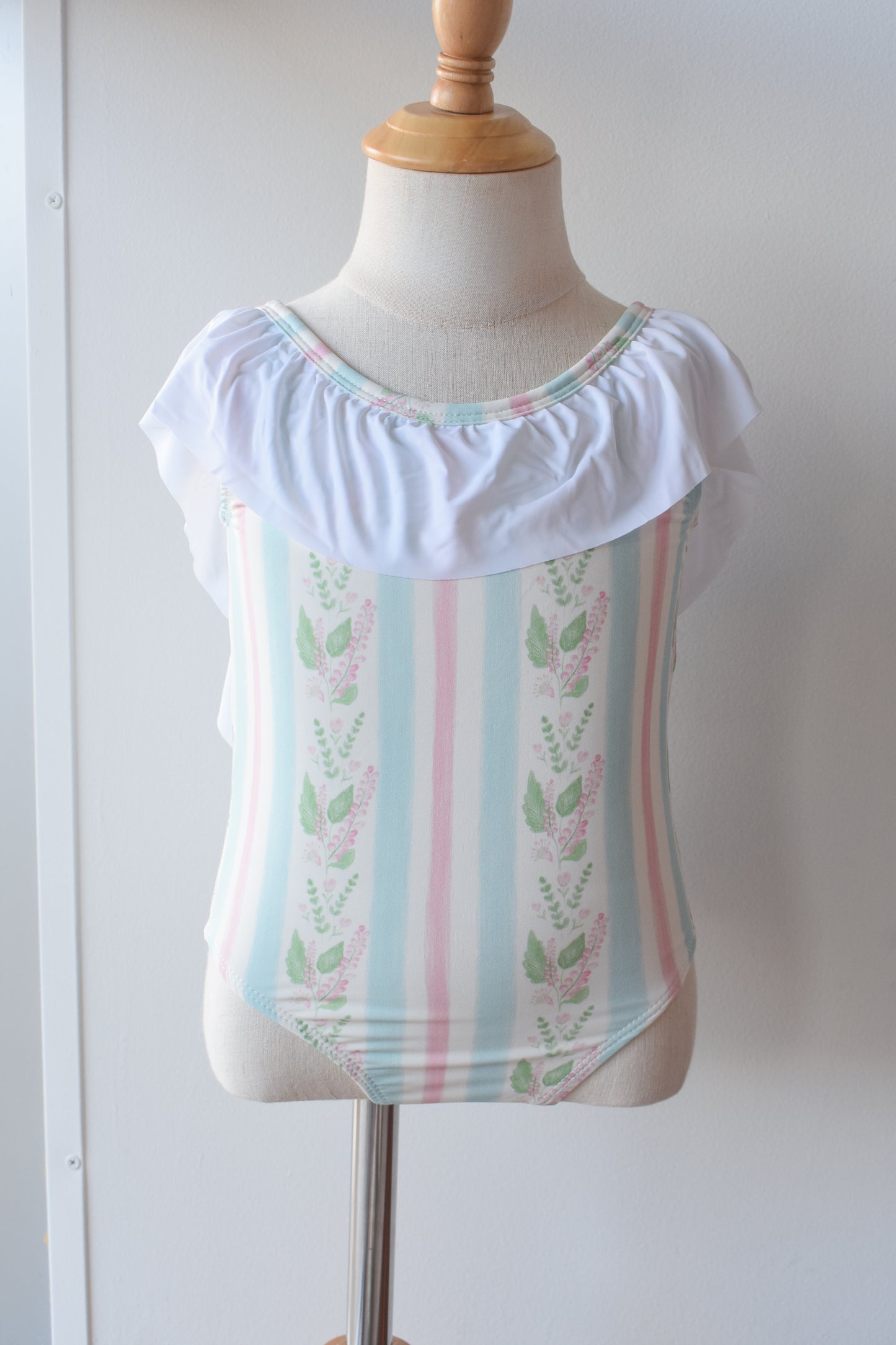 Florals and Stripes Flutter Sleeve One Piece