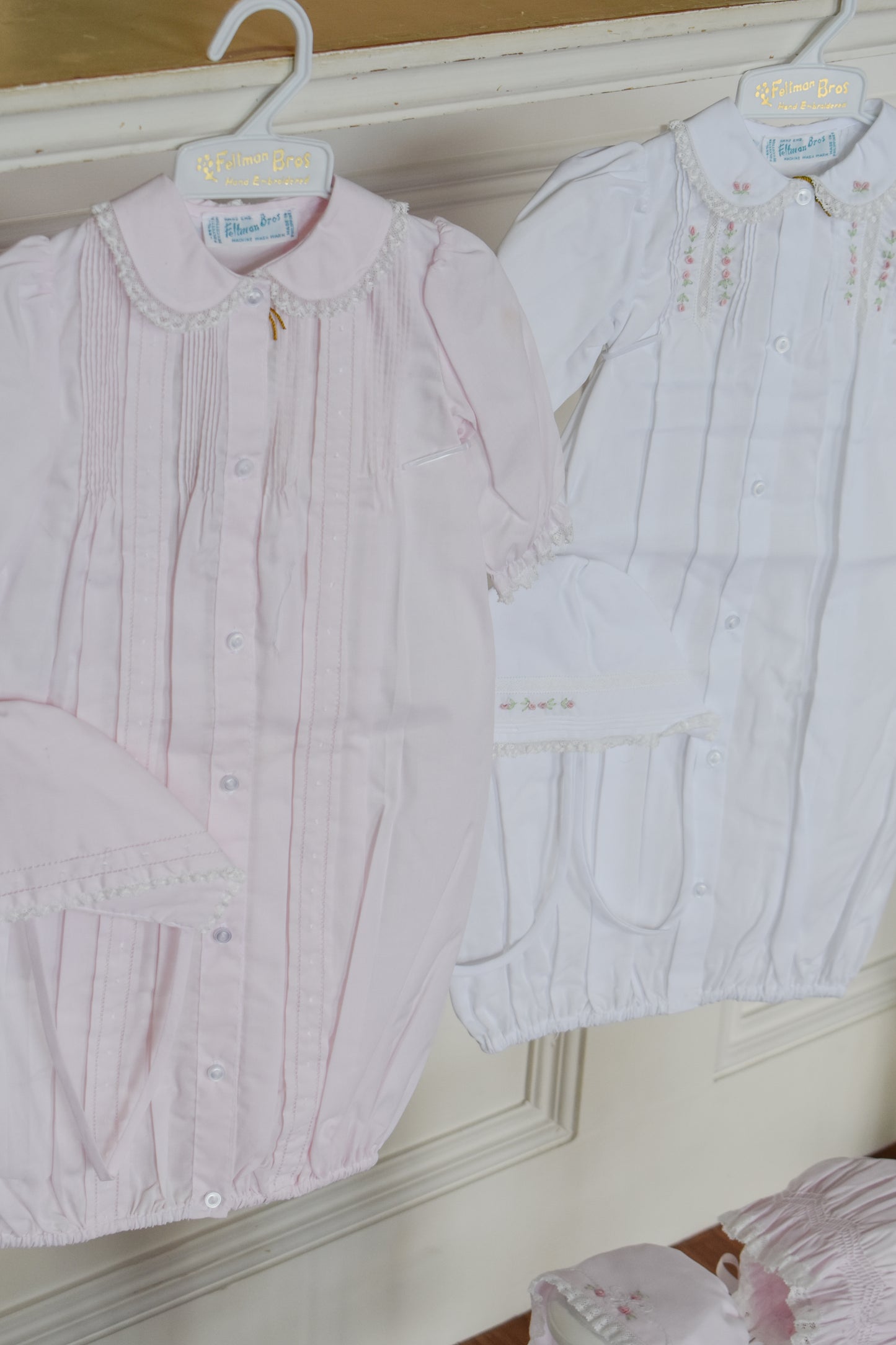 Pink Pintuck & Lace "Take Me Home" Gown/Bonnet Set