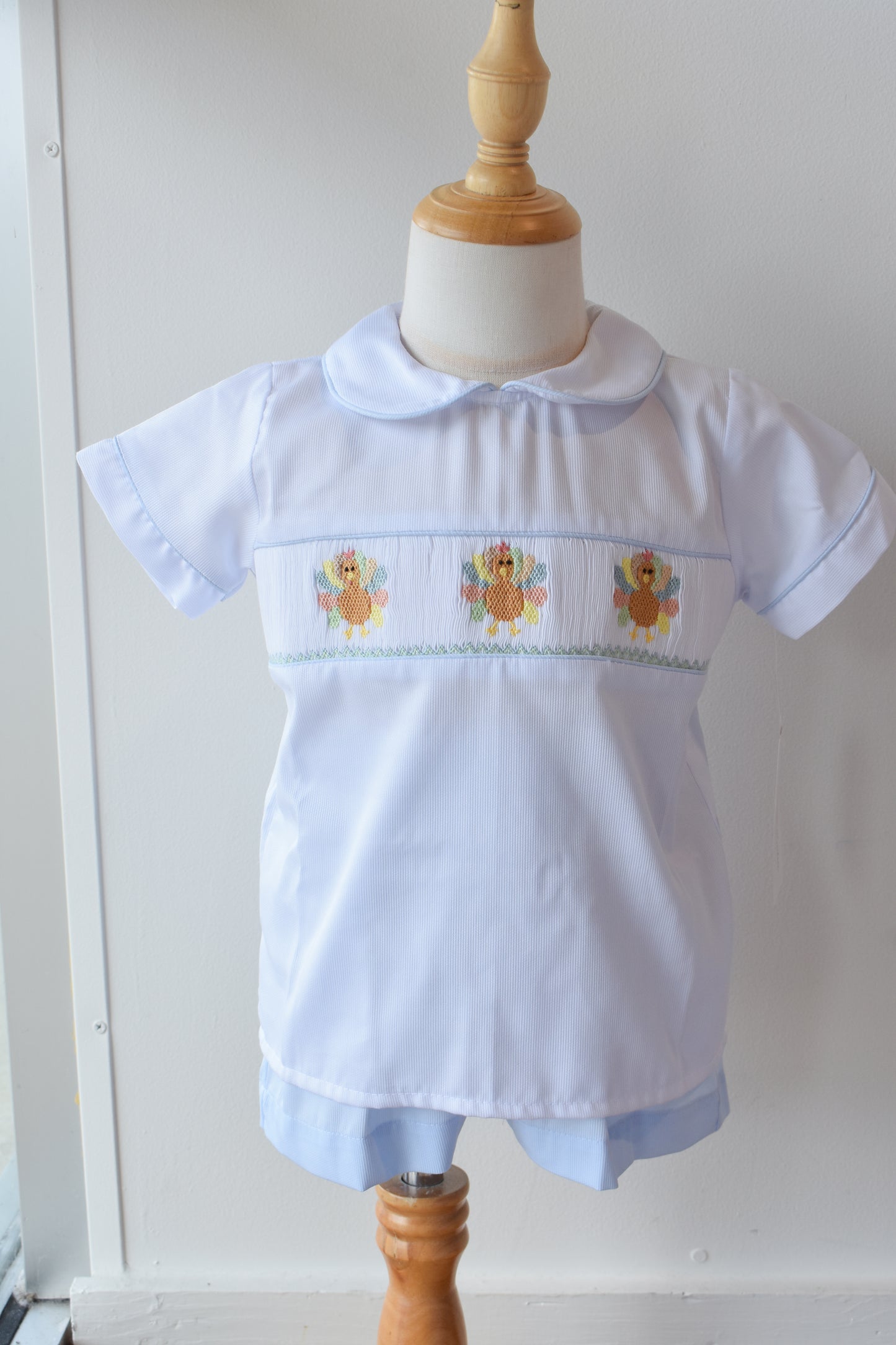 Drew’s Colorful Turkeys Collared Shirt/Short Set