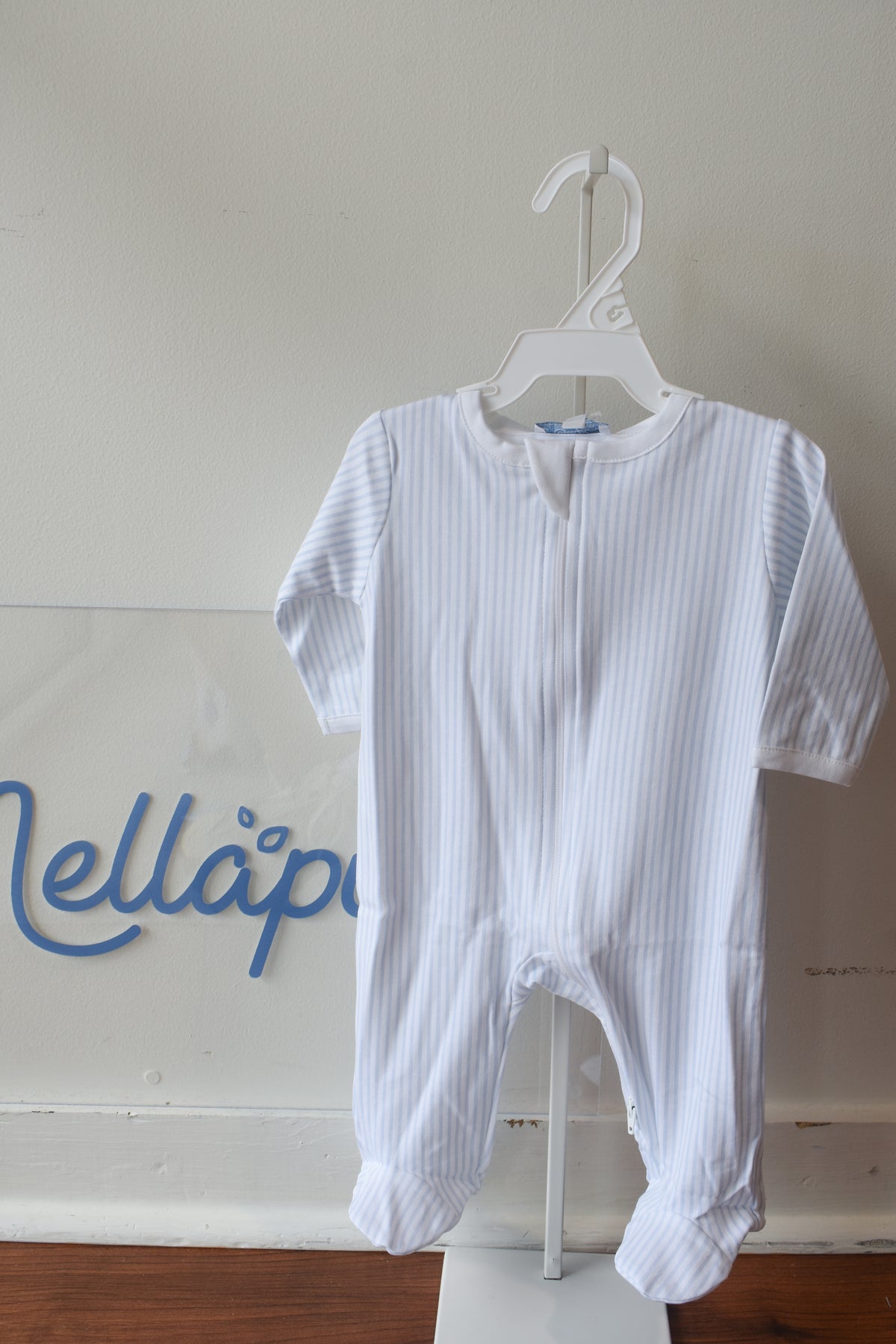 Blue Classic Nella Stripe Zipper Footie