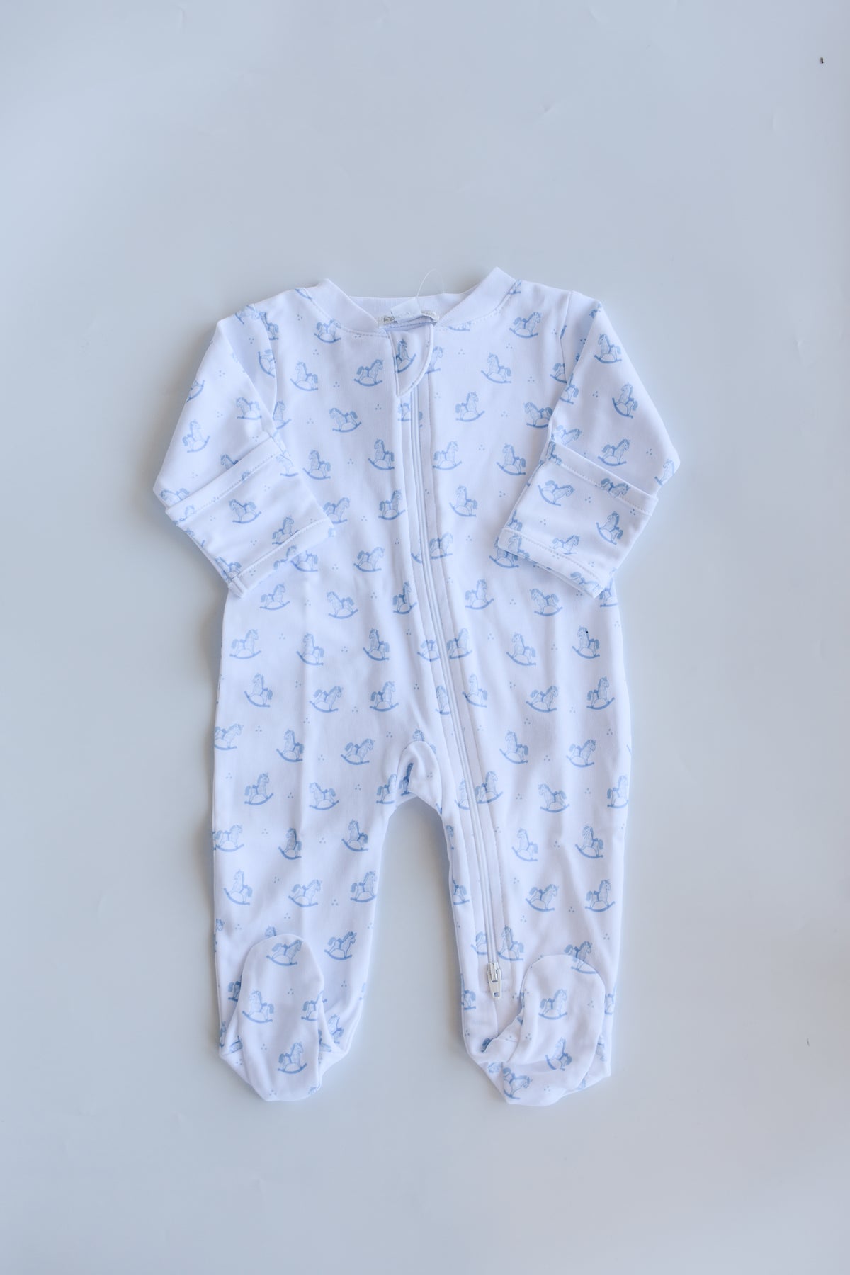 Blue Gingham Rockers Zip Footie