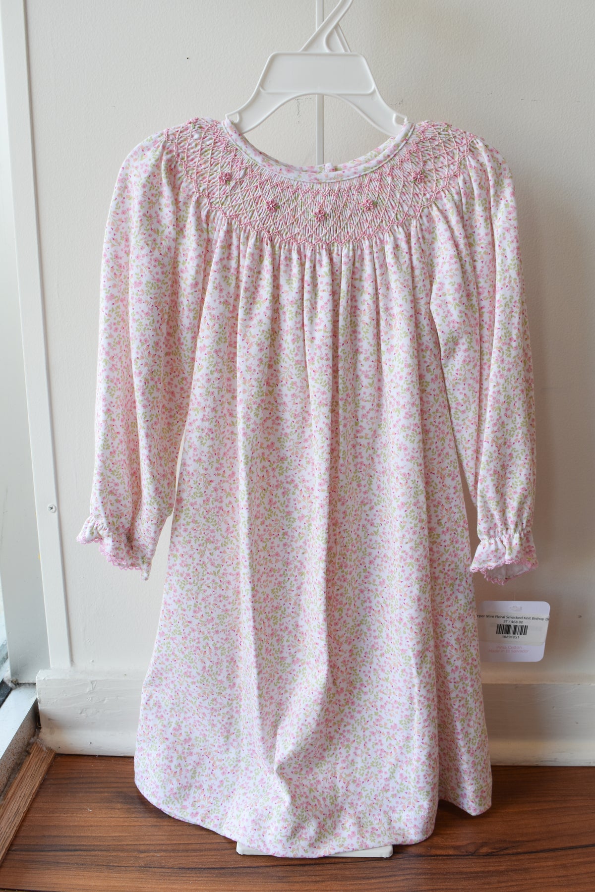 Harper Mini Floral Smocked Knit Bishop Dress