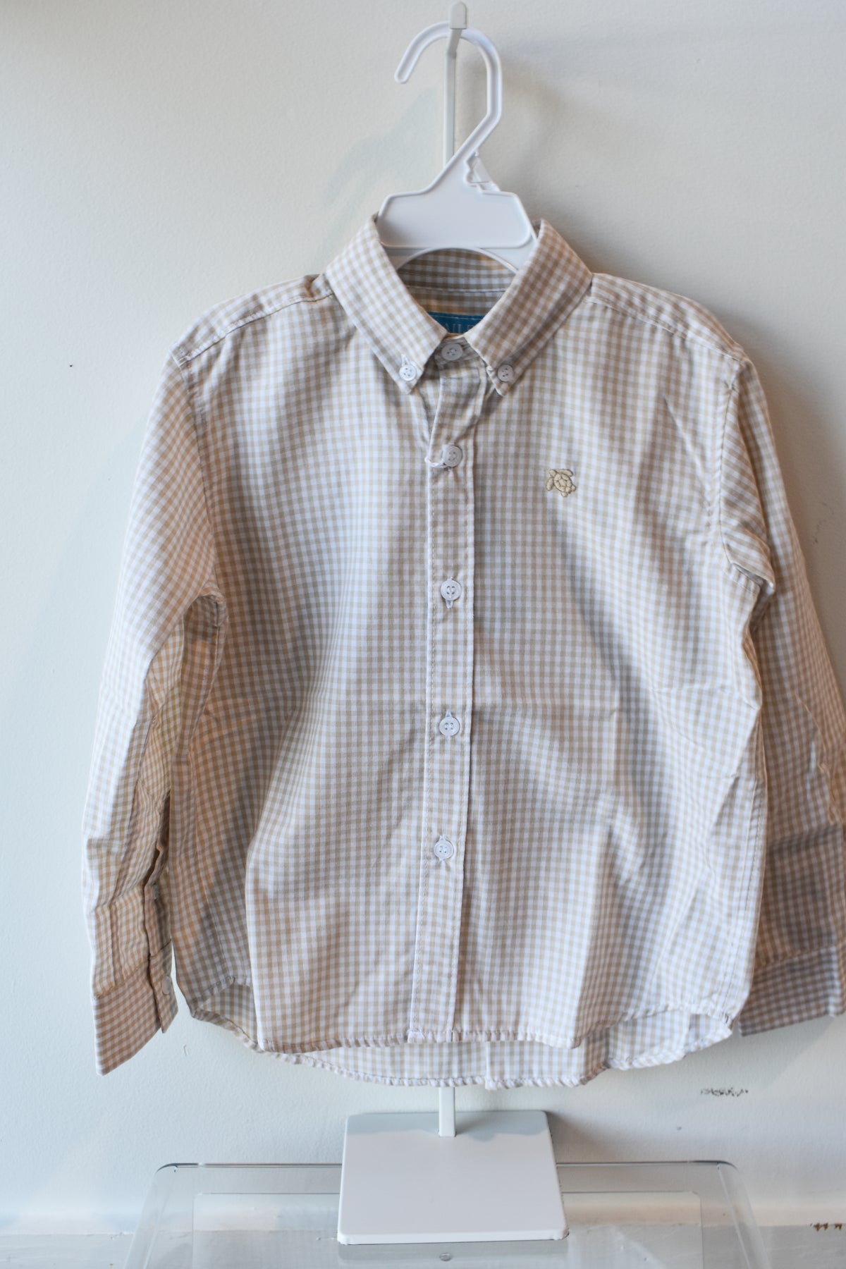 Roscoe Button Down Dress Shirt-Khaki Check