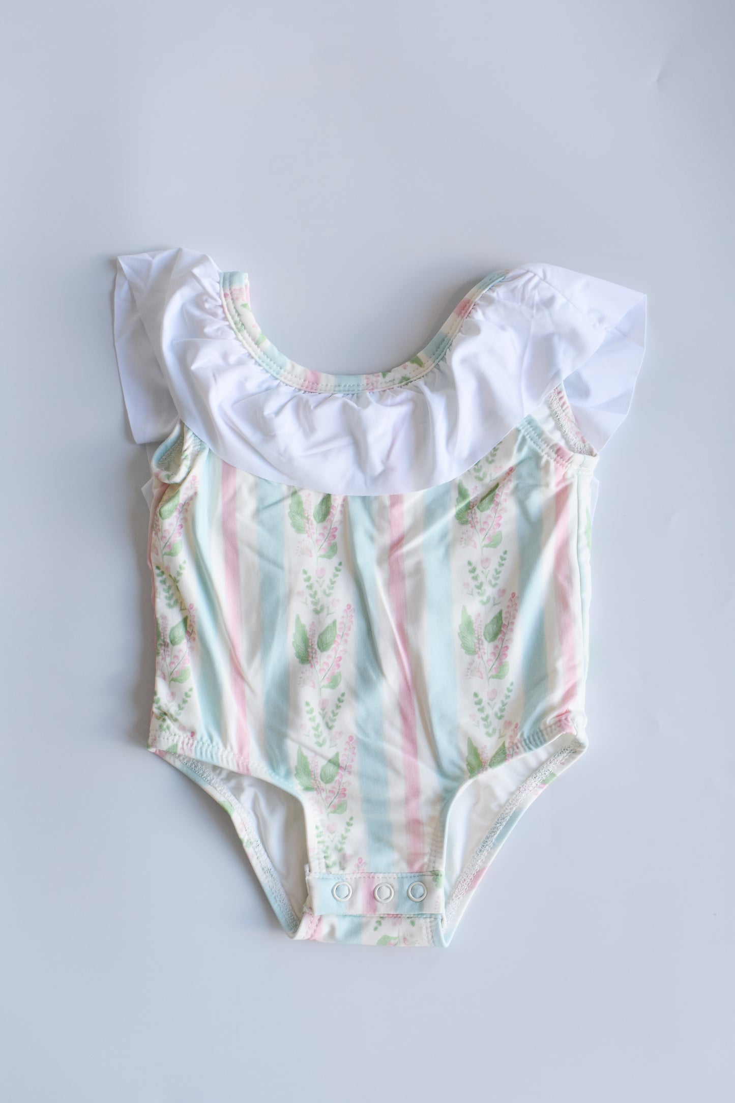 Florals and Stripes Flutter Sleeve One Piece