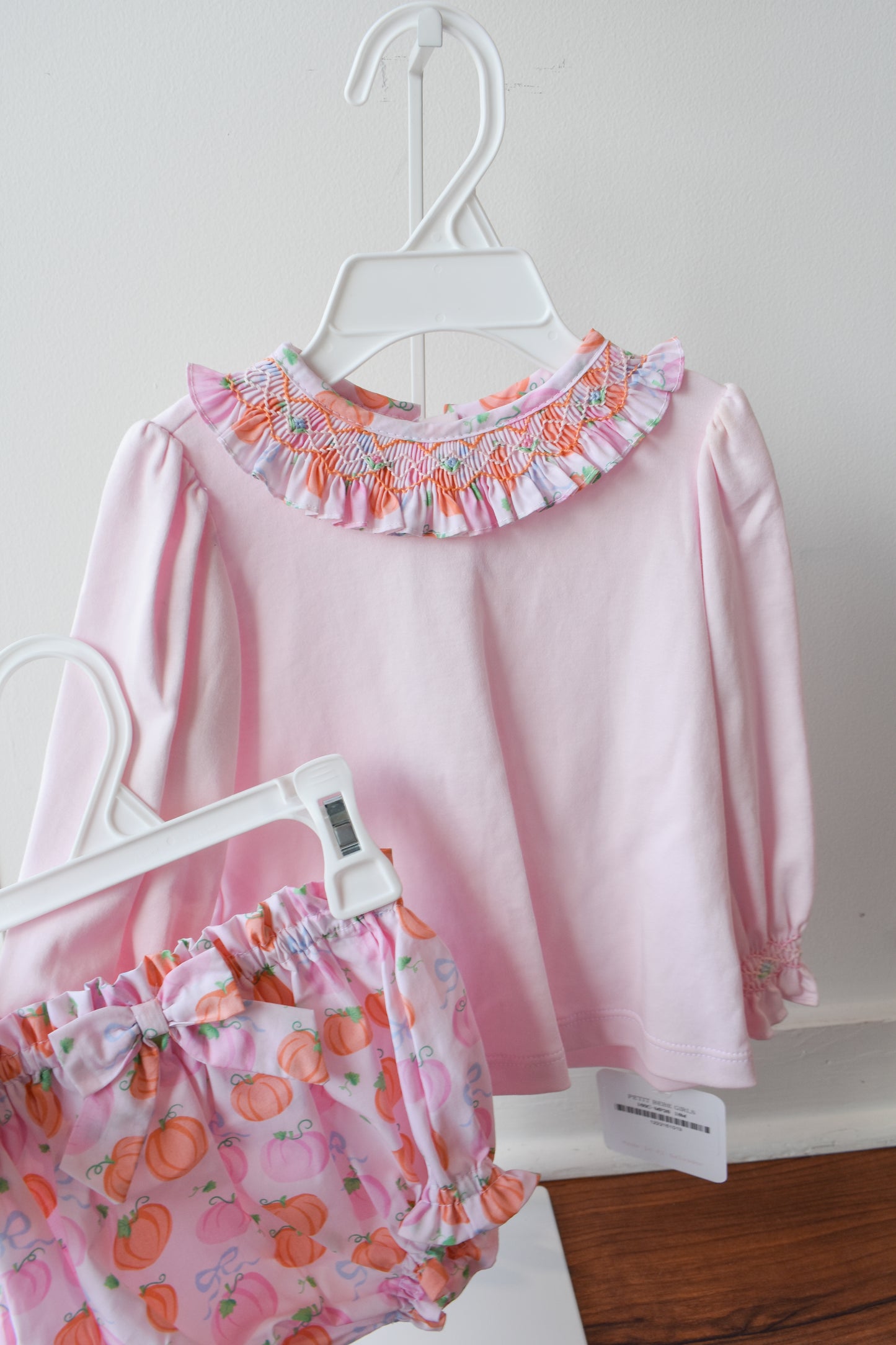 Piper’s Pumpkin Smocked Collar Knit Bloomer Set
