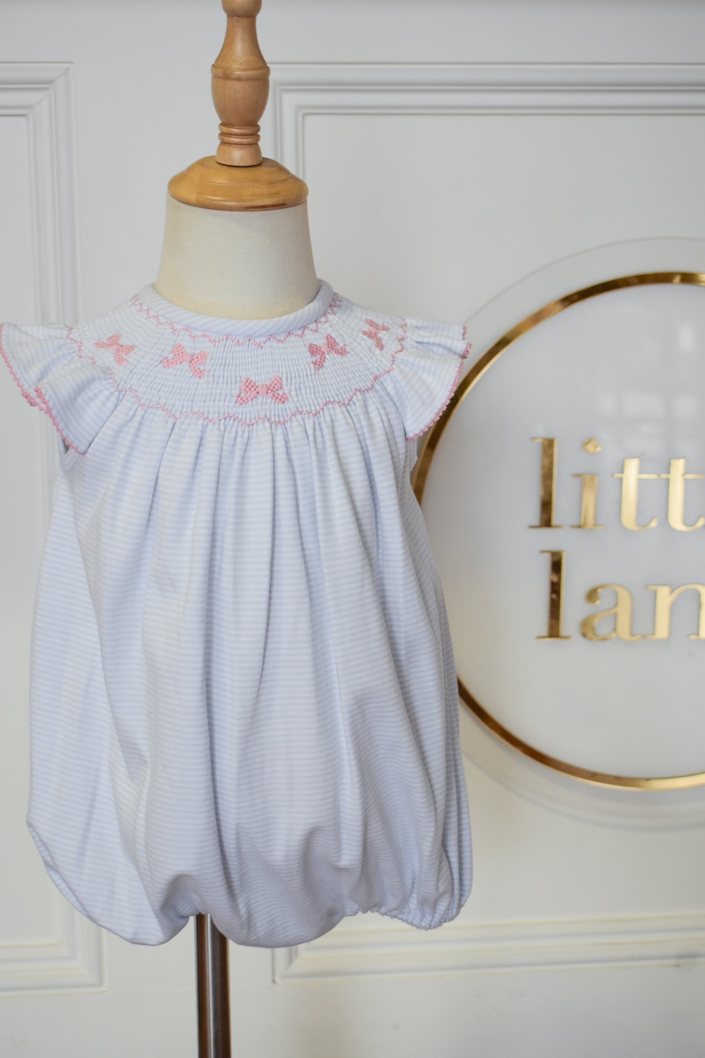 Eloise Bow Smocked Bishop Bubble-Knit